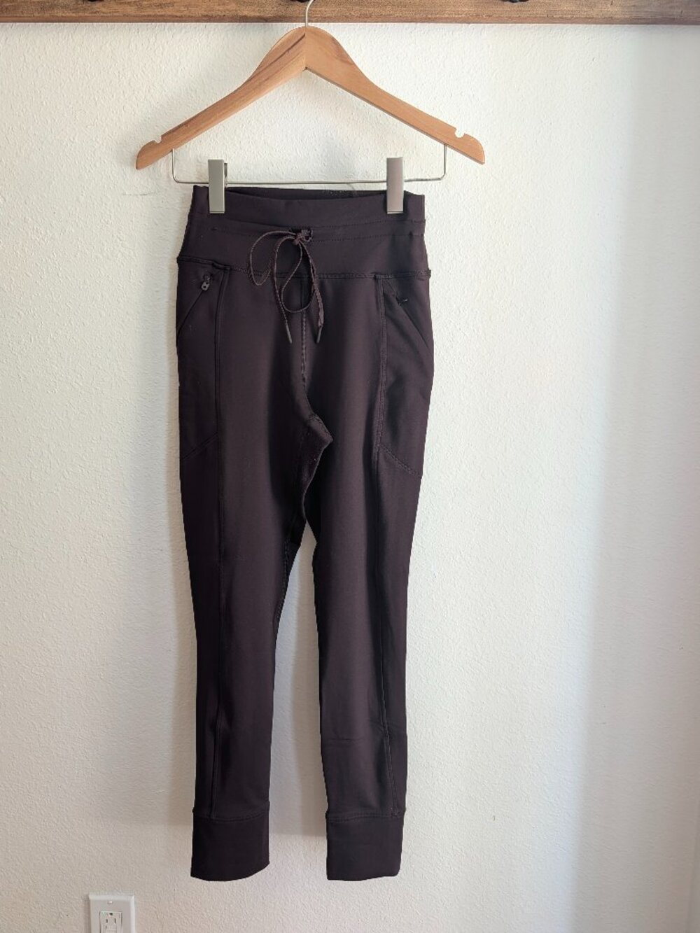 offline aerie dark brown high waisted leggings brushed inside size M drawstring